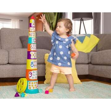 Battat – Nesting Sorter Set – 19Pc Stacking Bucket Sort Set – 10 Cups & 8 Shapes – Educational & Dexterity Toys – 18 Months + – Sort & Stack