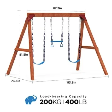 Heavy Duty DIY Wooden Swing Set for Kids with Trapeze & Swings