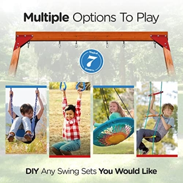 Heavy Duty DIY Wooden Swing Set for Kids with Trapeze & Swings