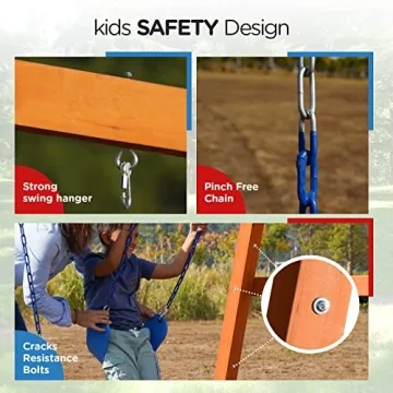 Heavy Duty DIY Wooden Swing Set for Kids with Trapeze & Swings