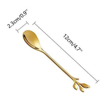 Stainless Steel Leaf Coffee Spoon, SZBAIDEKJ 10 Pcs Creative Tableware Dessert Spoons, Stirring, Mix...