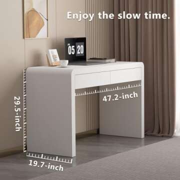 Dongge White Computer and Gaming Desk with Drawers.Home Office desks for Bedroom.Wooden Kids' Writing Table.Three-Layer Lacquered Thick Wooden Board Work Desk That can be Used as a Vanity(Z-101)