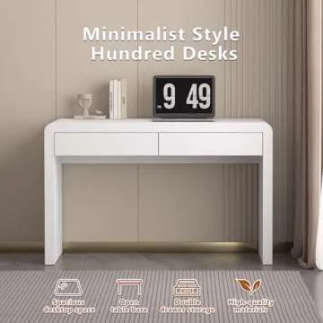 Dongge White Computer and Gaming Desk with Drawers.Home Office desks for Bedroom.Wooden Kids' Writing Table.Three-Layer Lacquered Thick Wooden Board Work Desk That can be Used as a Vanity(Z-101)