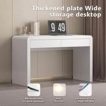 Dongge White Computer and Gaming Desk with Drawers.Home Office desks for Bedroom.Wooden Kids' Writing Table.Three-Layer Lacquered Thick Wooden Board Work Desk That can be Used as a Vanity(Z-101)