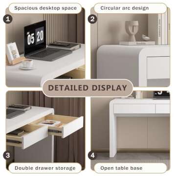 Dongge White Computer and Gaming Desk with Drawers.Home Office desks for Bedroom.Wooden Kids' Writing Table.Three-Layer Lacquered Thick Wooden Board Work Desk That can be Used as a Vanity(Z-101)