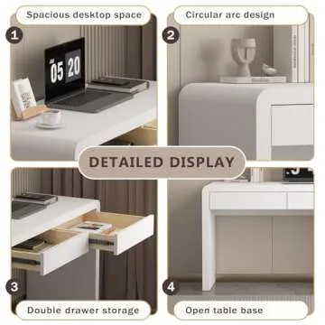 Dongge White Computer and Gaming Desk with Drawers.Home Office desks for Bedroom.Wooden Kids' Writing Table.Three-Layer Lacquered Thick Wooden Board Work Desk That can be Used as a Vanity(Z-101)