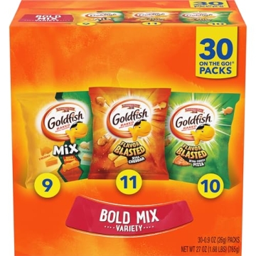 Goldfish Bold Mix Variety Pack – 30 Snack Packs of Flavorful Crackers