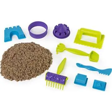 Kinetic Sand, Beach Day Fun Playset with Castle Molds, Tools and 12 oz. of All-Natural Kinetic Beach Sand, Play Sand Sensory Toys for Kids Ages 3 and up