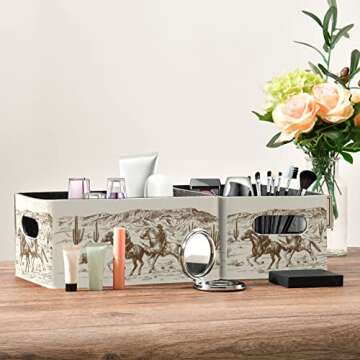 Kcldeci American Wild Western Desert Cowboy Storage Bins Baskets for Organizing 2Pack, Sturdy Storage Basket Foldable Storage Baskets for Shelves Closet Nursery Toy