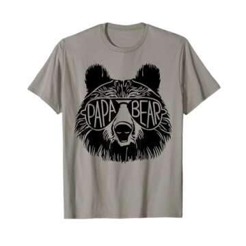 Mens Papa Bear Face Sunglasses T-Shirt for Father Dad Gifts