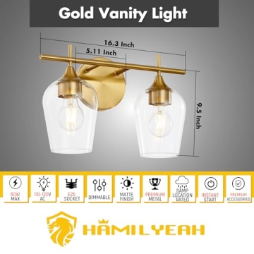 Stylish Hamilyeah Gold Bathroom Lighting for Modern Spaces