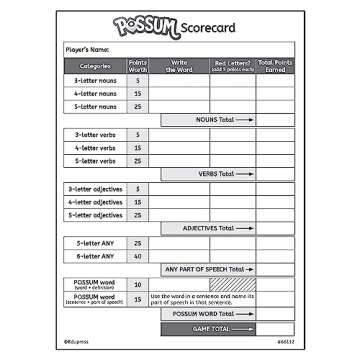 Teacher Created Resources Possum Dice Game