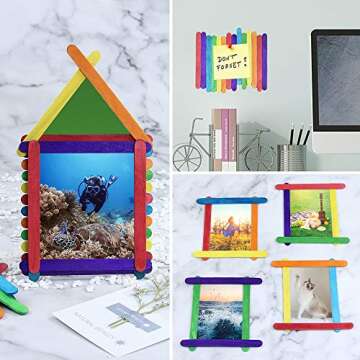 4.5 inch, Colored Craft Sticks, Wood Popsicle Sticks, Ice Cream Sticks for Classroom, Home, Kids Projects and DIY Craft Creative Designs, 100 pcs