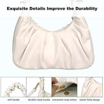 Classic Shoulder Bags for Women Cute Hobo Tote Mini Leather Handbag Clutch Purse Lightweight (Pink)