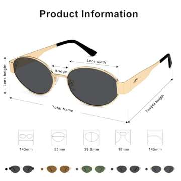 SOJOS Retro Oval Sunglasses UV400 Classic Shades for All