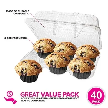 12-Pack Clear Disposable Cupcake Containers - BPA Free