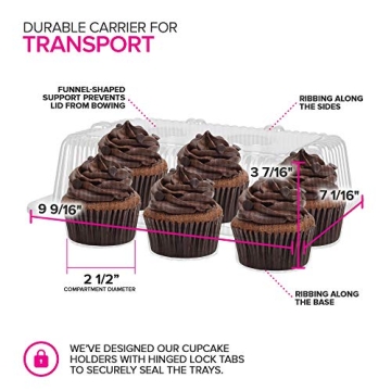 12-Pack Clear Disposable Cupcake Containers - BPA Free