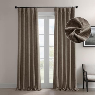 HPD Half Price Drapes Faux Linen Textured Room Darkening Curtains for Bedroom 96 Inches Long (1 Pane...