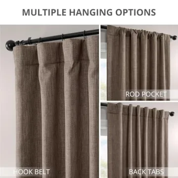 Stylish Faux Linen Room Darkening Curtains 50W
