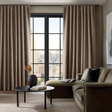 Stylish Faux Linen Room Darkening Curtains 50W