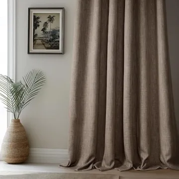 Stylish Faux Linen Room Darkening Curtains 50W