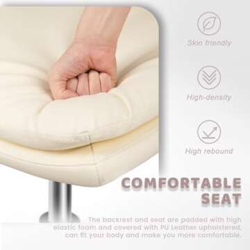 LEMBERI PU Leather Wide Armless Desk Chair for Comfort