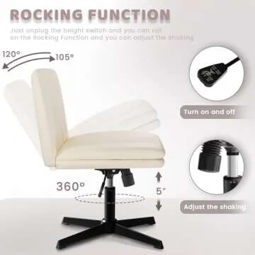 LEMBERI PU Leather Wide Armless Desk Chair for Comfort