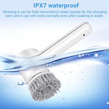 JIEERXI Electric Spin Scrubber - Electric Cleaning Brush,Electric Shower Scrubber,for Cleaning Tub, Floor, Wall, Tile, Window, Sink, Kitchen Cleaning with 5 Replaceable Cleaning Brush