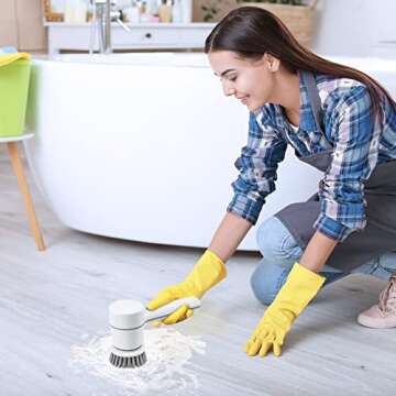 JIEERXI Electric Spin Scrubber - Electric Cleaning Brush,Electric Shower Scrubber,for Cleaning Tub, Floor, Wall, Tile, Window, Sink, Kitchen Cleaning with 5 Replaceable Cleaning Brush