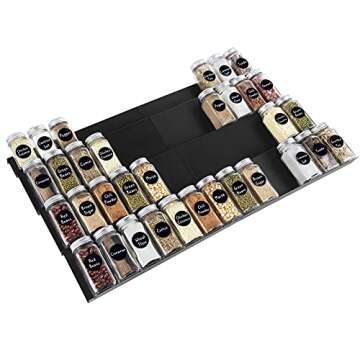 DEWVIE Spice Drawer Organizer, 4 Tier Stainless Steel Spice Rack Organizer Expandable From 13" to 26" for Cabinet Kitchen Seasoning Jars Drawers Insert (Jars not included)