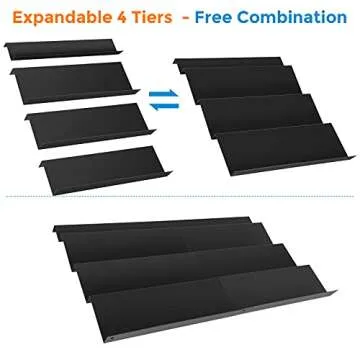 DEWVIE Spice Drawer Organizer, 4 Tier Stainless Steel Spice Rack Organizer Expandable From 13" to 26" for Cabinet Kitchen Seasoning Jars Drawers Insert (Jars not included)
