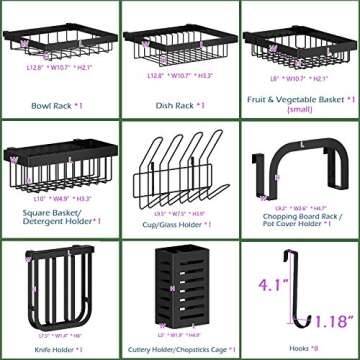 PUSDON Over Sink Dish Drying Rack Stainless Steel, Adjustable Large Dish Drainer for Storage Kitchen Organization Black 2 Tier - Standard(26"-38")