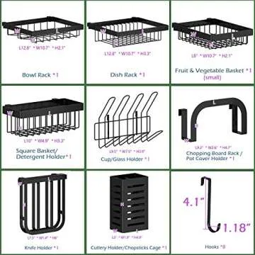 PUSDON Over Sink Dish Drying Rack Stainless Steel, Adjustable Large Dish Drainer for Storage Kitchen Organization Black 2 Tier - Standard(26"-38")