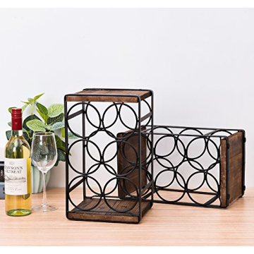 Compact Rustic Wood Wine Rack for Countertops - SODUKU