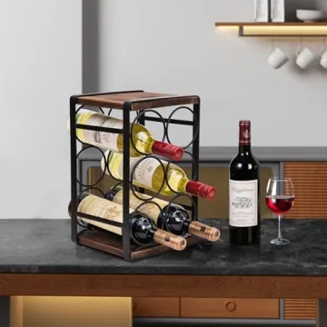 Compact Rustic Wood Wine Rack for Countertops - SODUKU