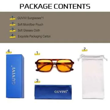 GUVIVI Retro 70s Square Aviator Sunglasses for Women Men Classic Sun Glasses Vintage Double Frame Trendy Shades