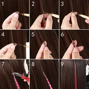 SARLA Feather Hair Extensions Kit Synthetic 16 Inch 100 Pcs I-tip Hair Feathers for Girls Women 10 Mixed Colors with Plier Hook Beads Heat Friendly Fiber