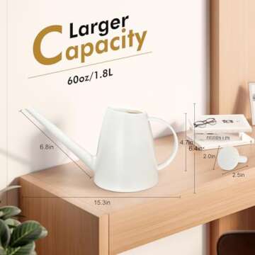 Watering Can for Indoor Outdoor Plants, Modern Small Watering Cans with Removable Nozzle, Long Spout Watering Can for Indoor Bonsai Plants Garden Flowers 1/2 Gallon 1.8L 60OZ