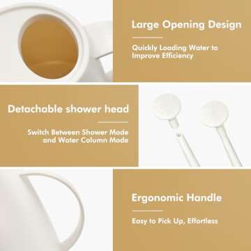 Watering Can for Indoor Outdoor Plants, Modern Small Watering Cans with Removable Nozzle, Long Spout Watering Can for Indoor Bonsai Plants Garden Flowers 1/2 Gallon 1.8L 60OZ