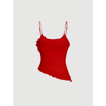 GORGLITTER Women's Red Sleeveless Cami Top for Parties