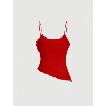 GORGLITTER Women's Red Sleeveless Cami Top for Parties
