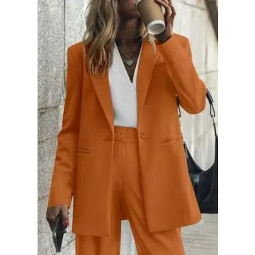 PRETTYGARDEN Women's Fall Two Piece Outfits Dressy Blazer Jacket and Wide Leg Pants Pockets Business Casual Office Suit Sets (Brown,Small)