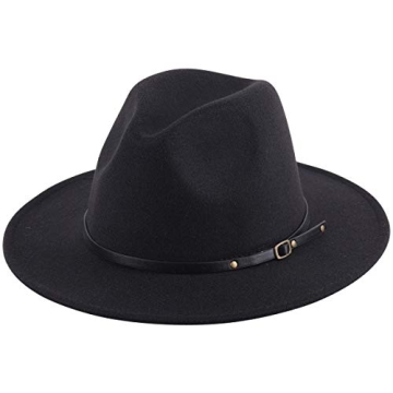 Lanzom Women Retro Wide Brim Fedora Hat for All Occasions