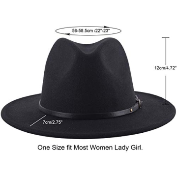 Lanzom Women Retro Wide Brim Fedora Hat for All Occasions