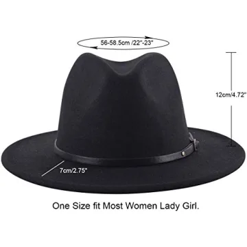 Lanzom Women Retro Wide Brim Fedora Hat for All Occasions
