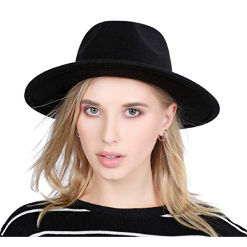 Lanzom Women Retro Wide Brim Fedora Hat for All Occasions