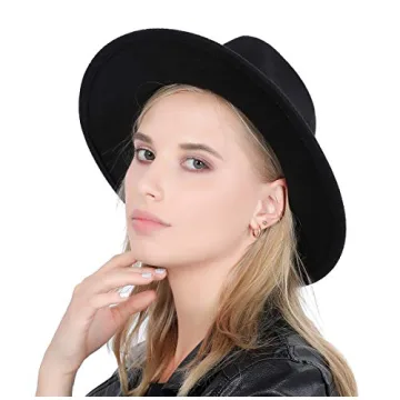 Lanzom Women Retro Wide Brim Fedora Hat for All Occasions