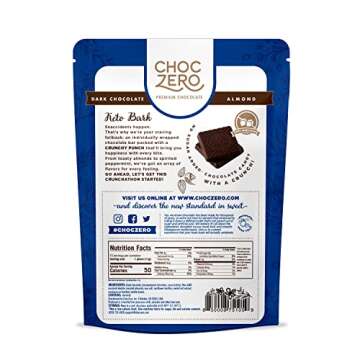 CHOCZERO Dark Chocolate Sea Salt Almond Bar 6ct, 6 OZ