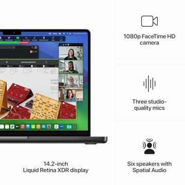 Apple 2023 MacBook Pro Laptop M3 Pro chip with 12‑core CPU, 18‑core GPU: Built for Apple Intelligence, 14.2-inch Liquid Retina XDR Display, 18GB Unified Memory, 1TB SSD Storage; Space Black