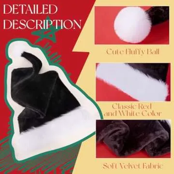 Lainlight Long Santa Hats for Adult Unisex Plush Deluxe Christmas Hat Winter Christmas Costume for Festive Holiday Party Supplies Black